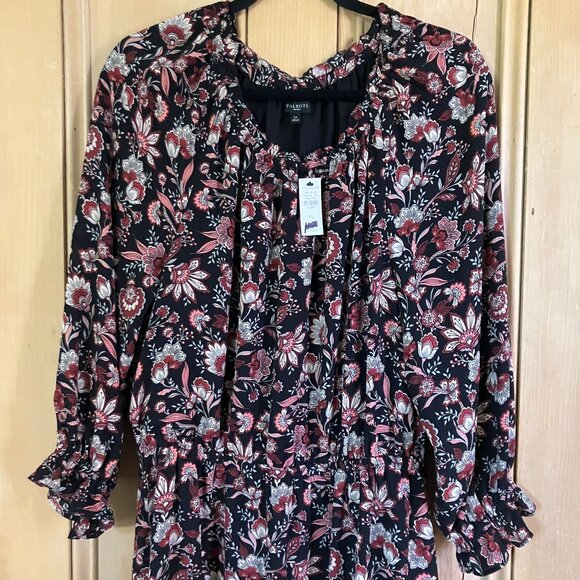 Talbots Womens Floral Peasant Long Sleeve Maxi Dress Large Petite Black FA NWT - Picture 7 of 12